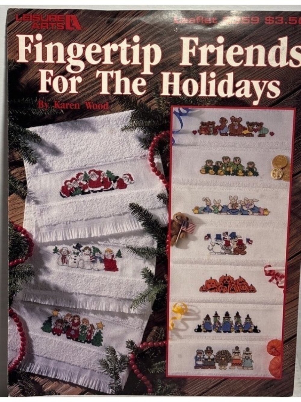 Holiday Cross Stitch Pattern Fingertip Friends Towel 1989 Xmas Halloween Etc
